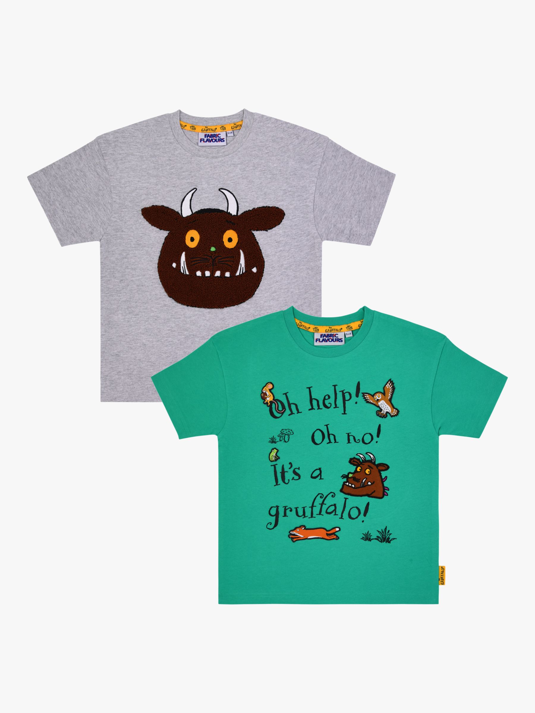 Fabric Flavours Kids' Gruffalo Oversized T-Shirts, Green/Grey, 1-2 years