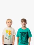 Fabric Flavours Kids' Pokemon Oversized T-Shirts, Pack of 2, Green/White