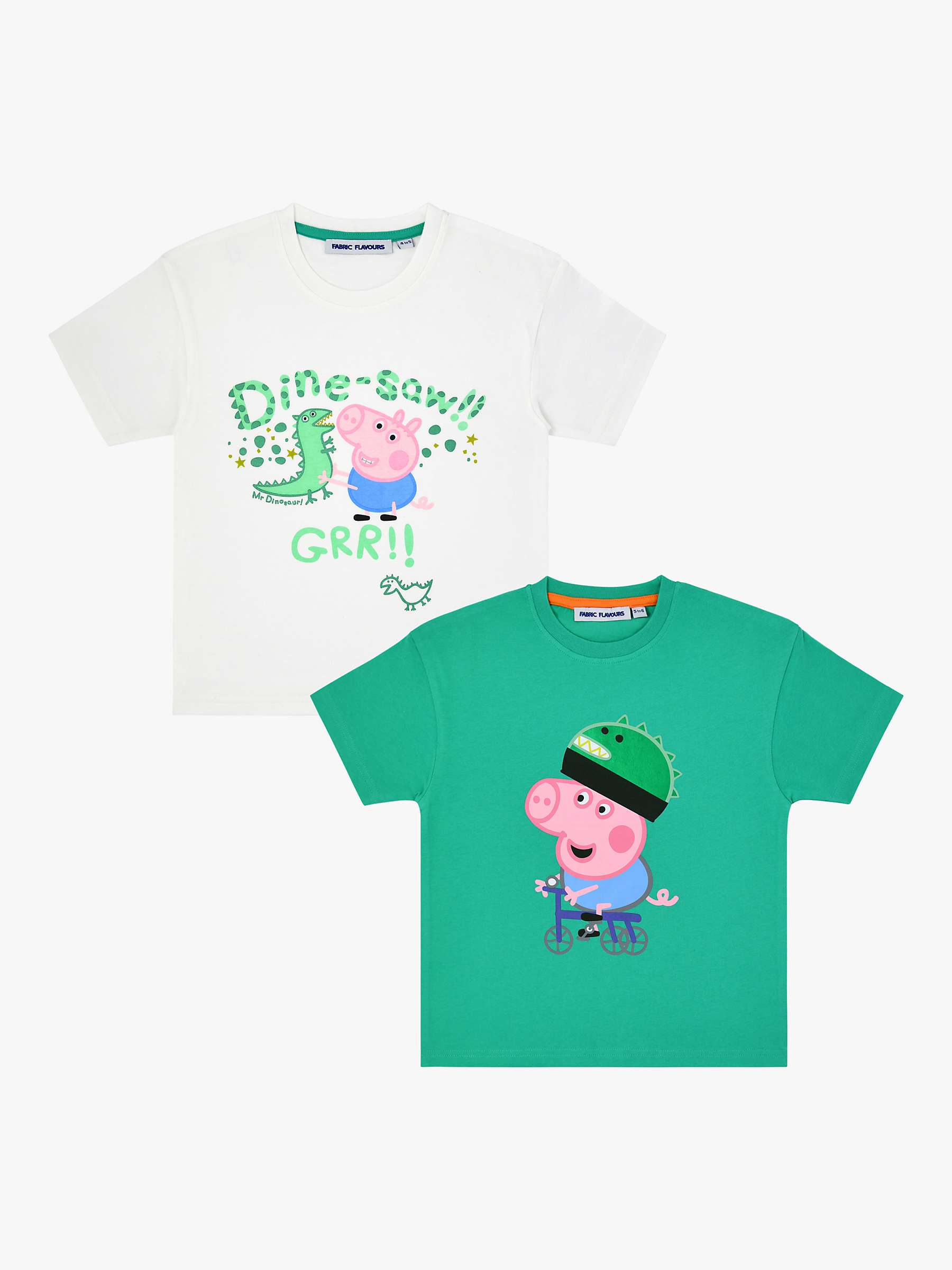 Buy Fabric Flavours Kids' Peppa Pig George and Dinosaur Oversized T-Shirts, Pack of 2, Green/White Online at johnlewis.com