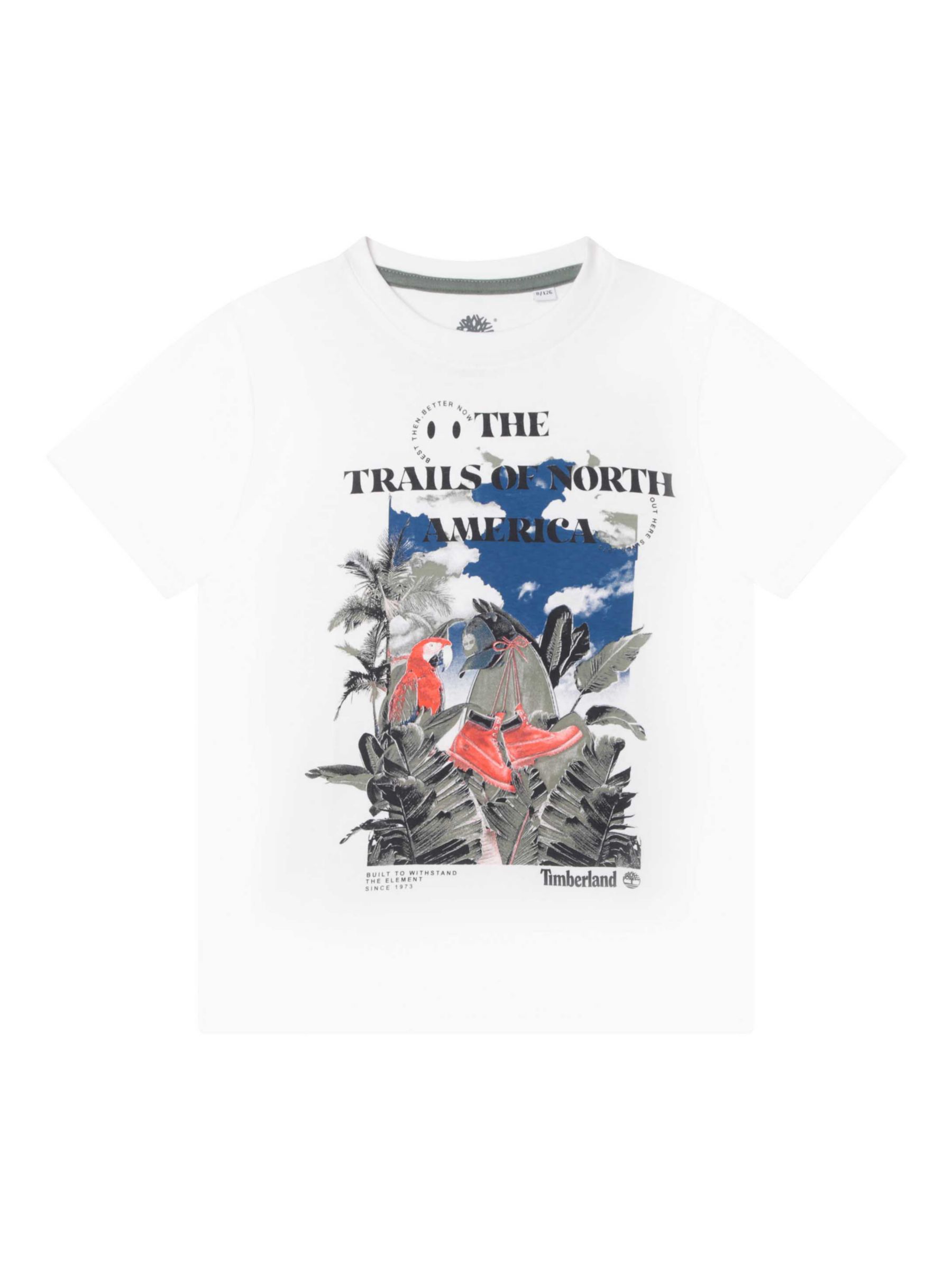 Timberland Kids' The Trails of North America T-Shirt, White, 4 years