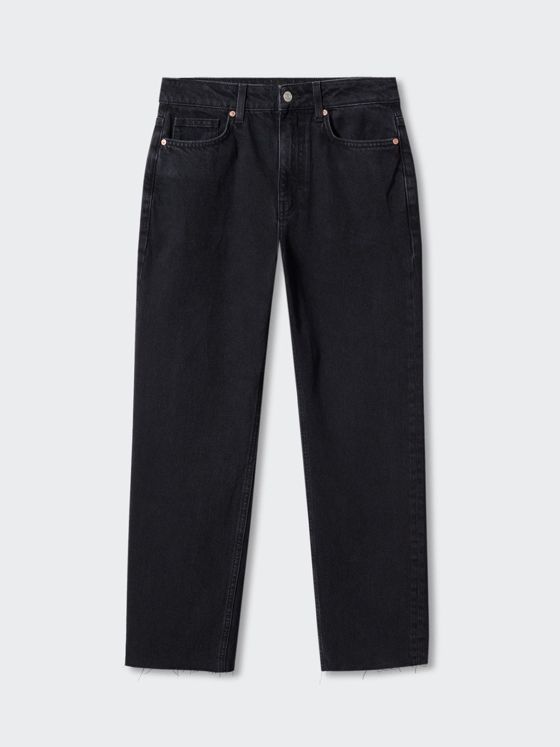 Mango Irene Frayed Hem Straight Jeans, Open Grey at John Lewis & Partners