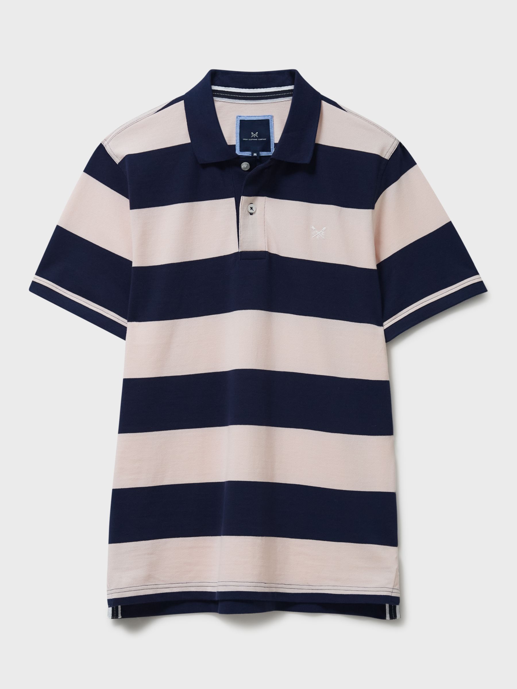 Crew Clothing Heritage Stripe Polo Top, Light Pink at John Lewis & Partners