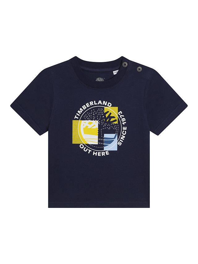 Timberland Baby Graphic Logo Print T-Shirt, Dark Blue