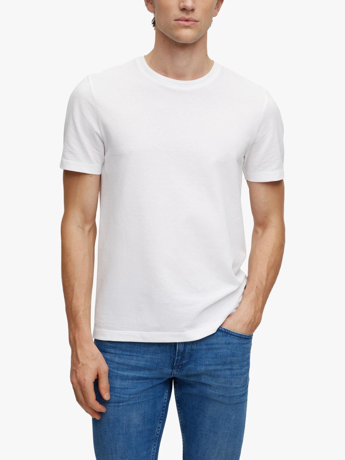 HUGO BOSS Tiburt 240 T-shirt, White at John Lewis & Partners
