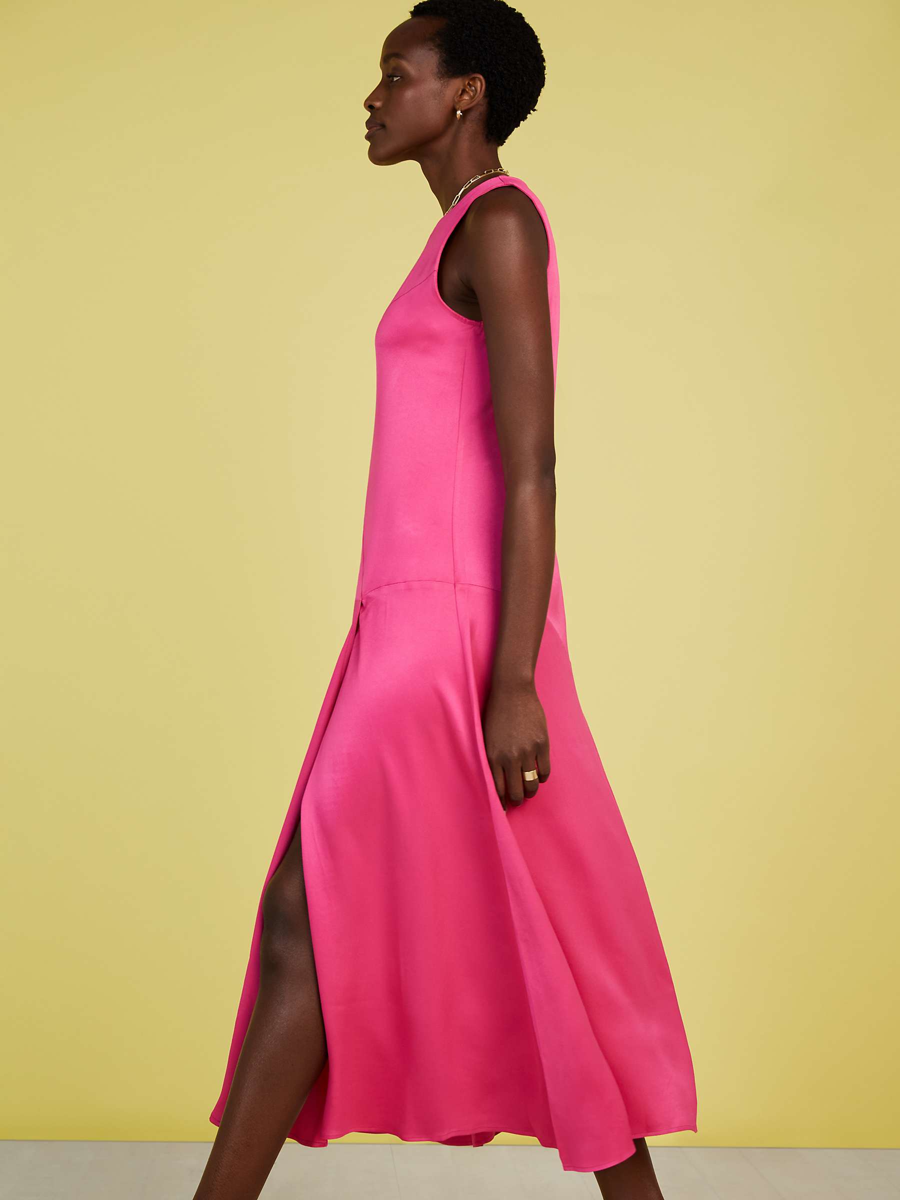 Buy Baukjen Soleil Satin Side Slit Midi Dress, Hyper Pink Online at johnlewis.com