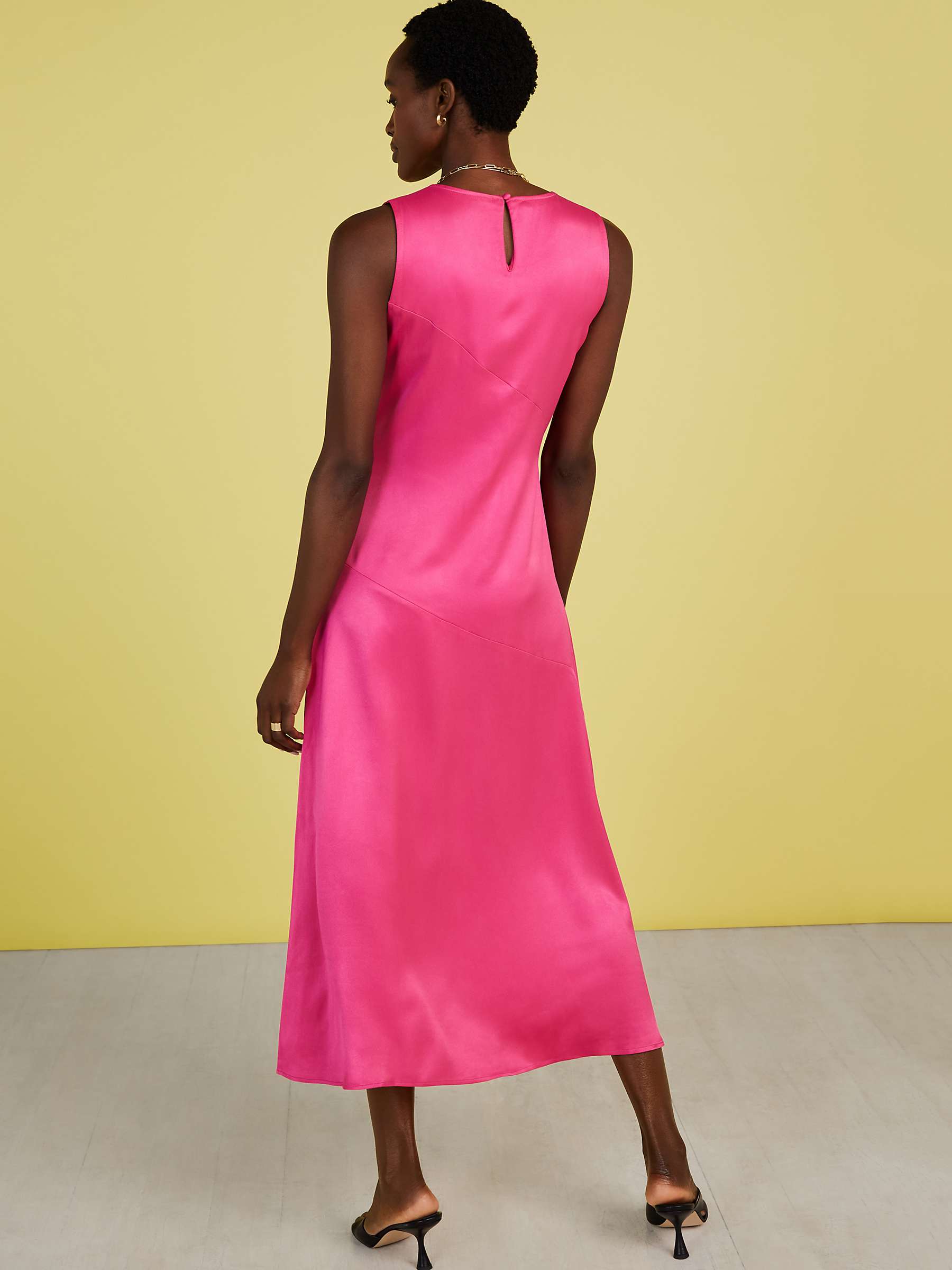 Buy Baukjen Soleil Satin Side Slit Midi Dress, Hyper Pink Online at johnlewis.com
