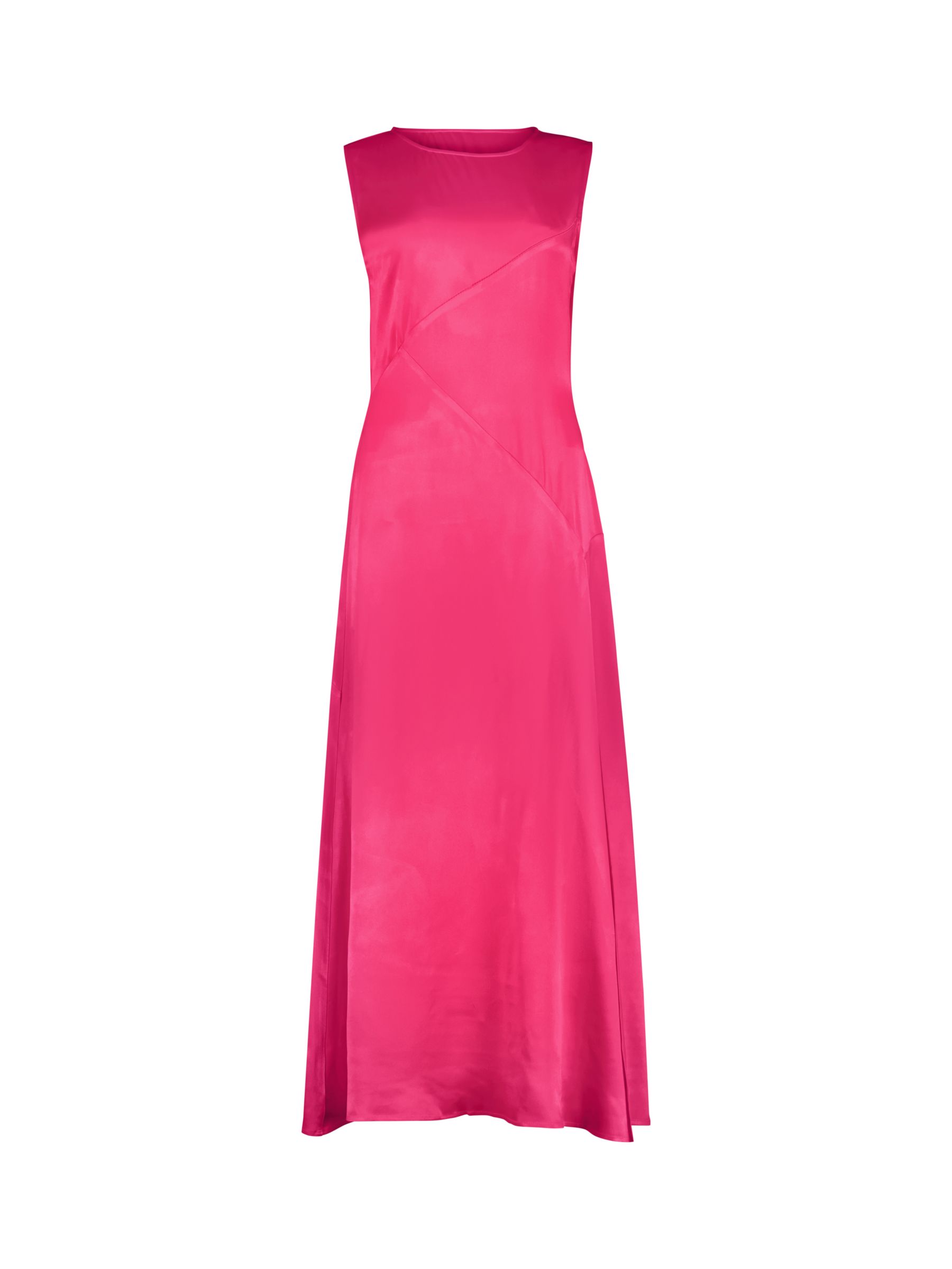 Baukjen Soleil Satin Side Slit Midi Dress, Hyper Pink, 10
