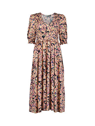 Baukjen Florence Smock Midi Dress, Pink Blur at John Lewis & Partners