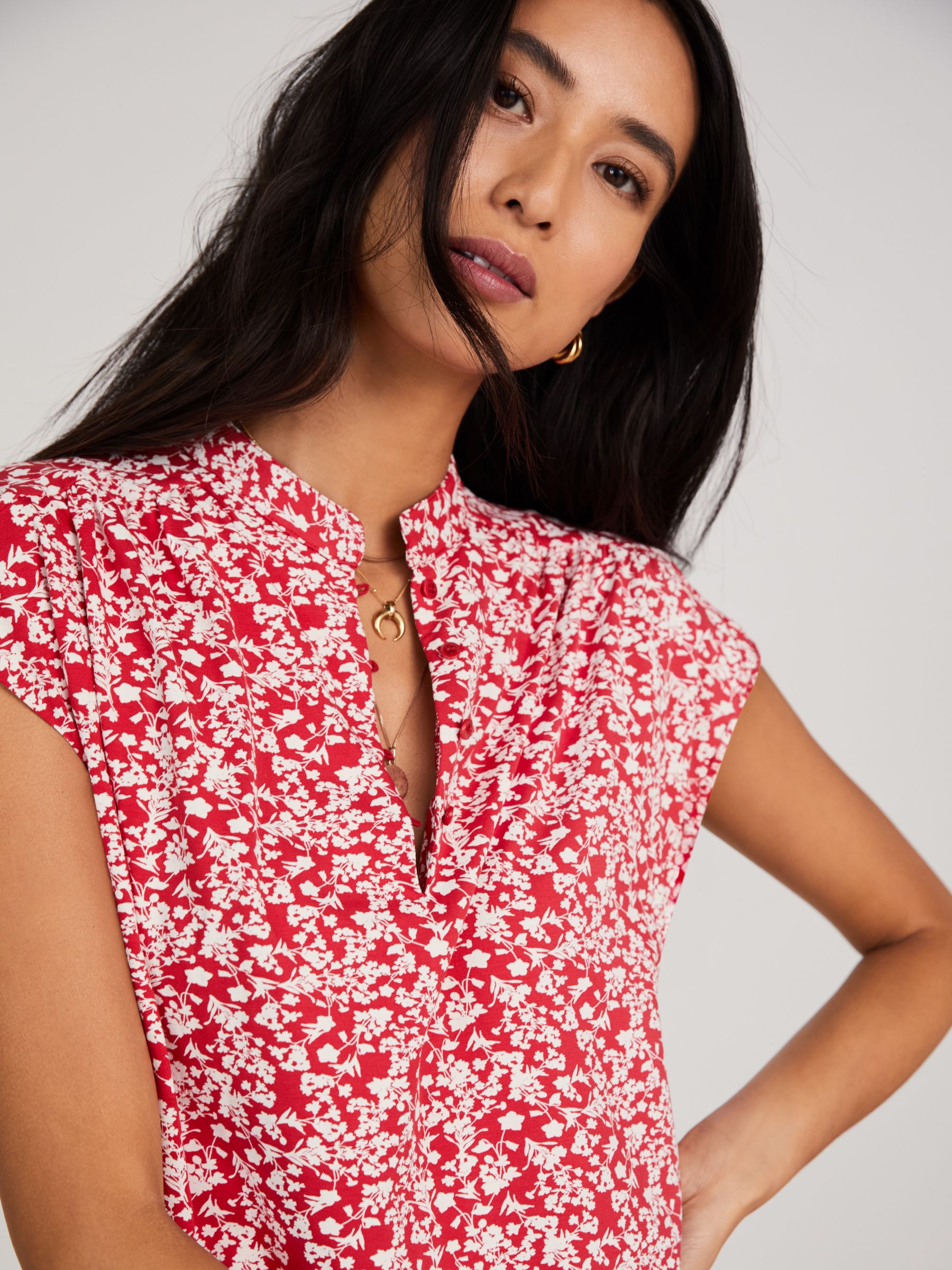 Baukjen Joyce Sleeveless Blouse, Red Foliage at John Lewis & Partners