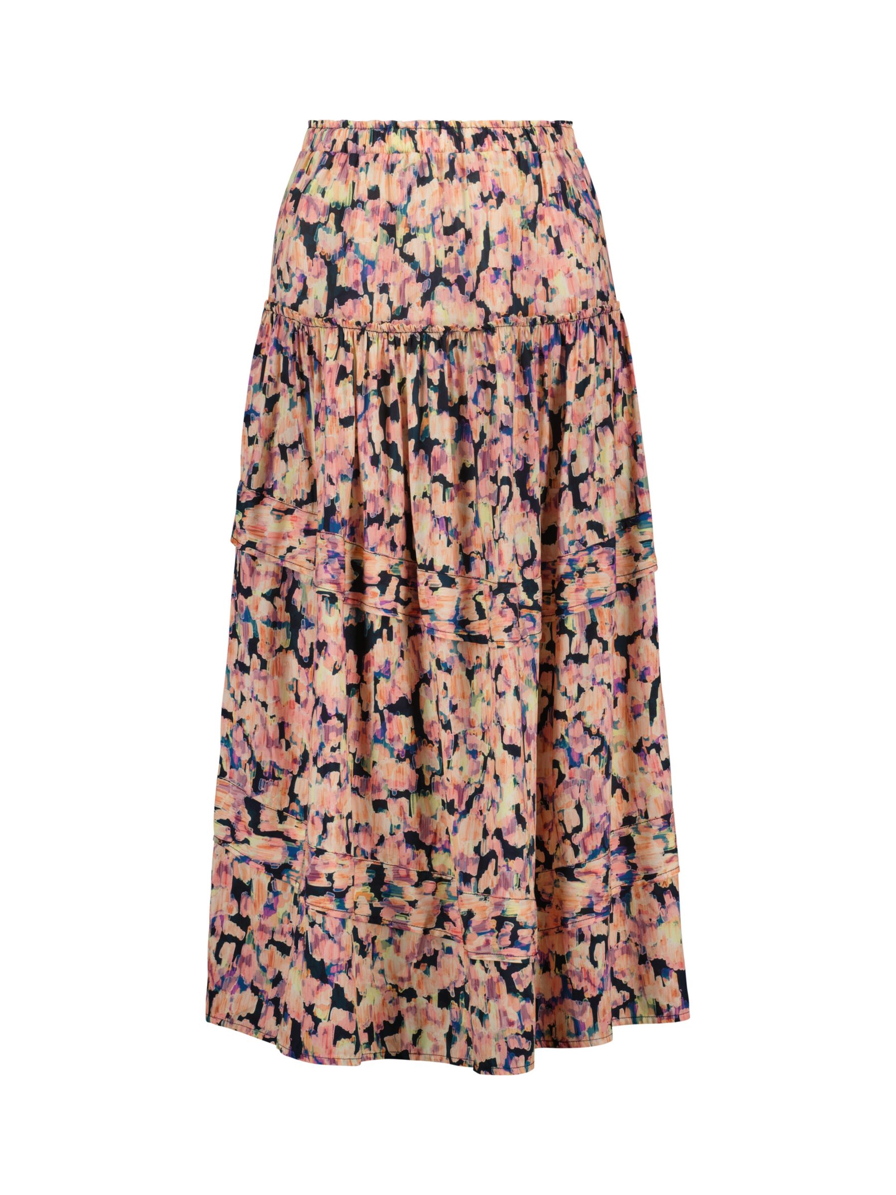 Baukjen Stefania Blurred Print Midi Skirt, Pink/Multi at John Lewis ...