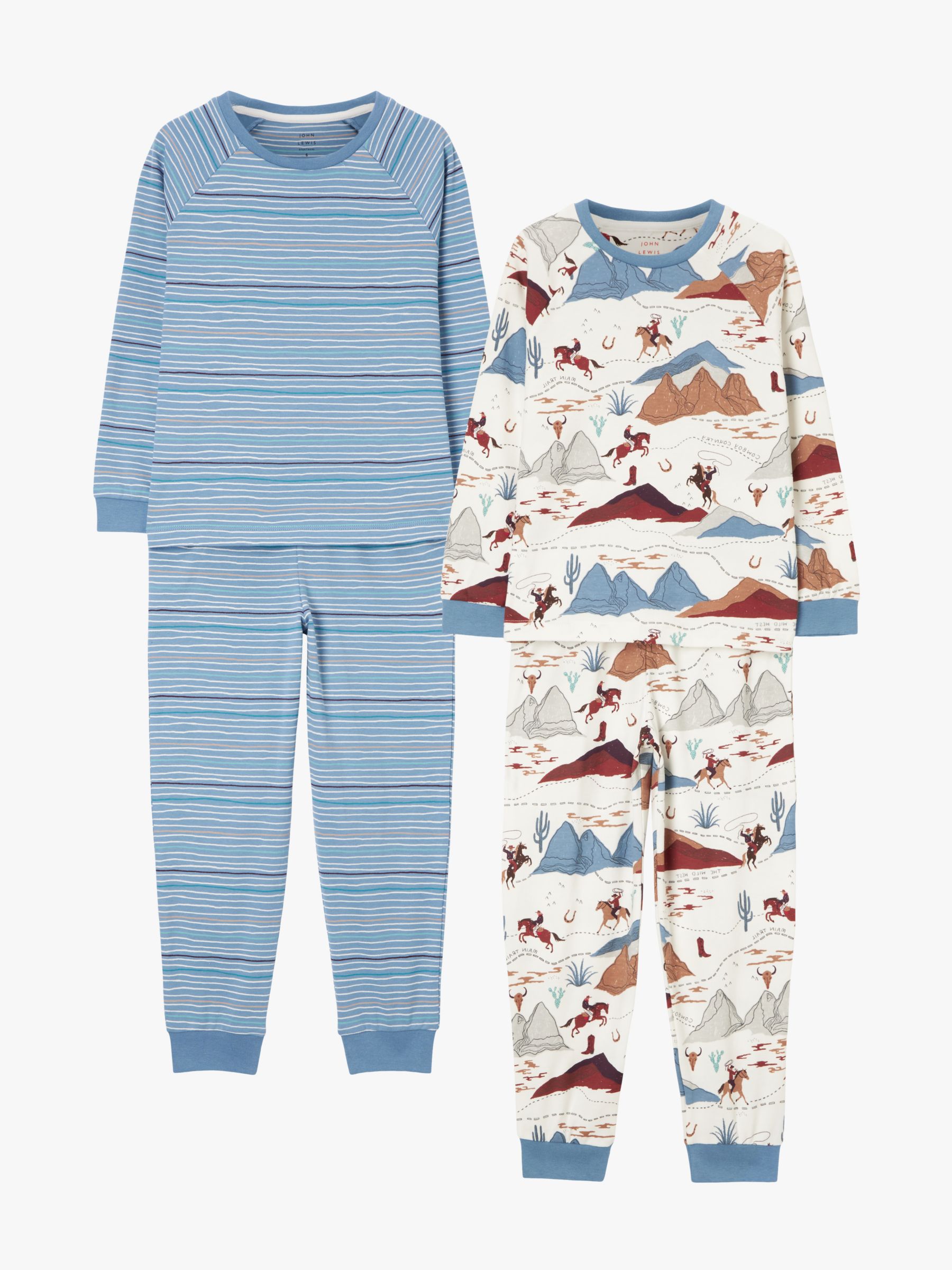 John Lewis Kids' Wild West Desert Stripe Pyjama Set, Pack of 2, Multi, 2  years