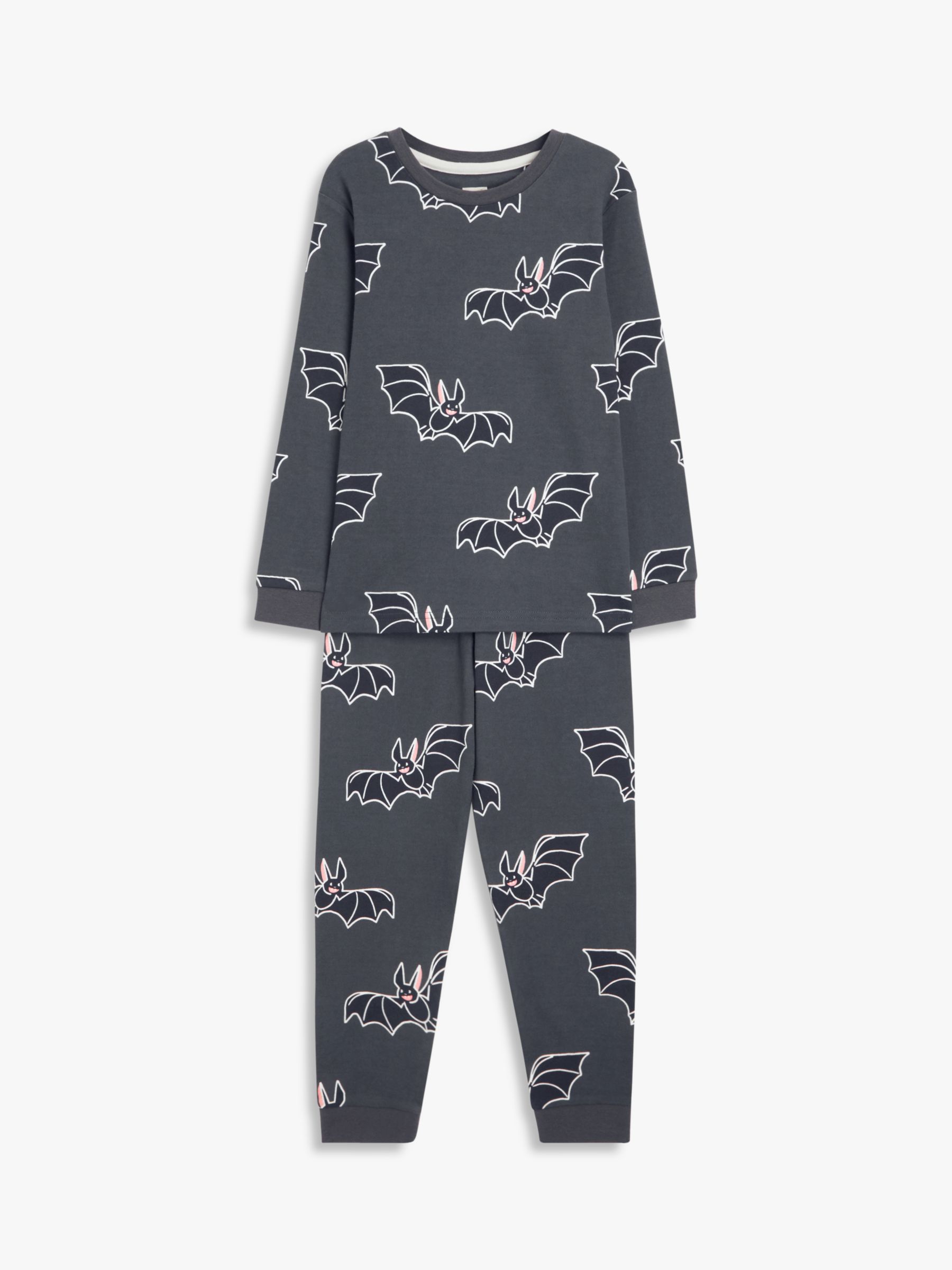 John Lewis Kids' Bat Glow In The Dark Pyjamas, Black, 2 years