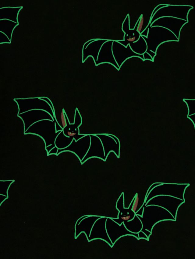 John Lewis Kids' Bat Glow In The Dark Pyjamas, Black, 2 years