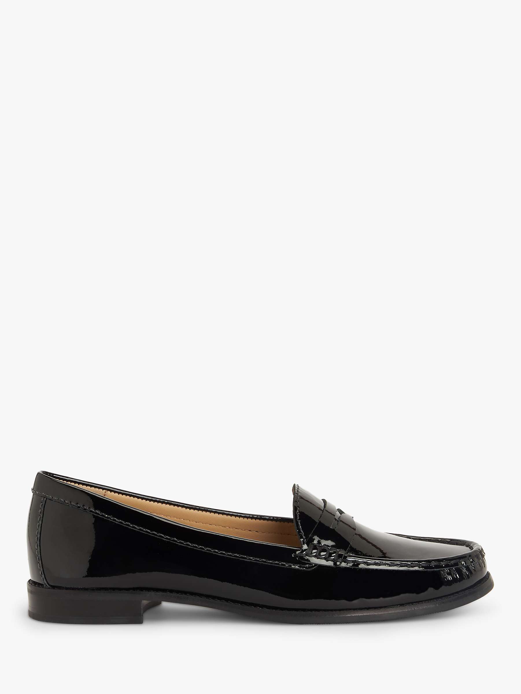 John Lewis Pennie Patent Leather Loafers, Black at John Lewis & Partners