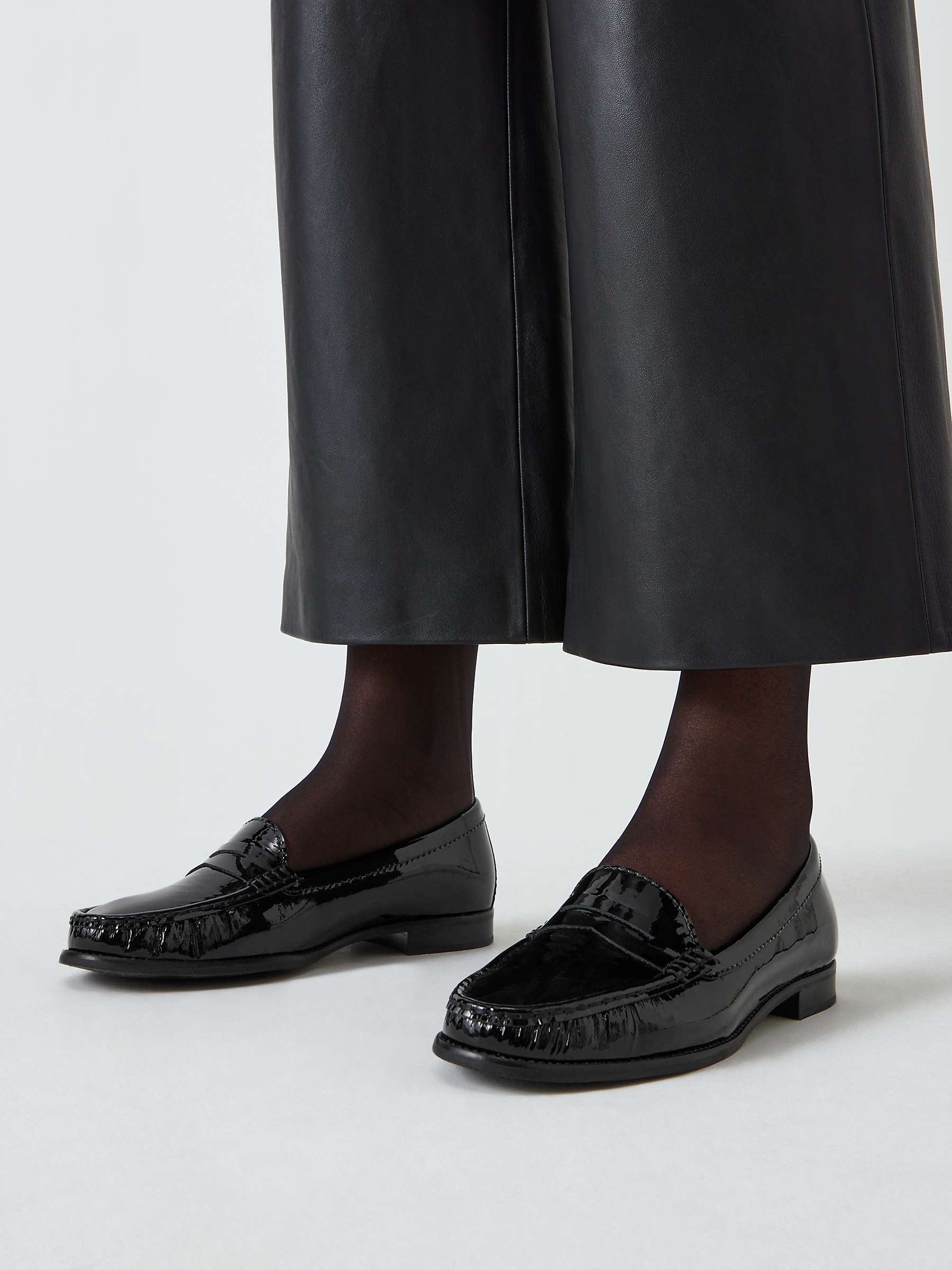 Buy John Lewis Pennie Patent Leather Loafers, Black Online at johnlewis.com