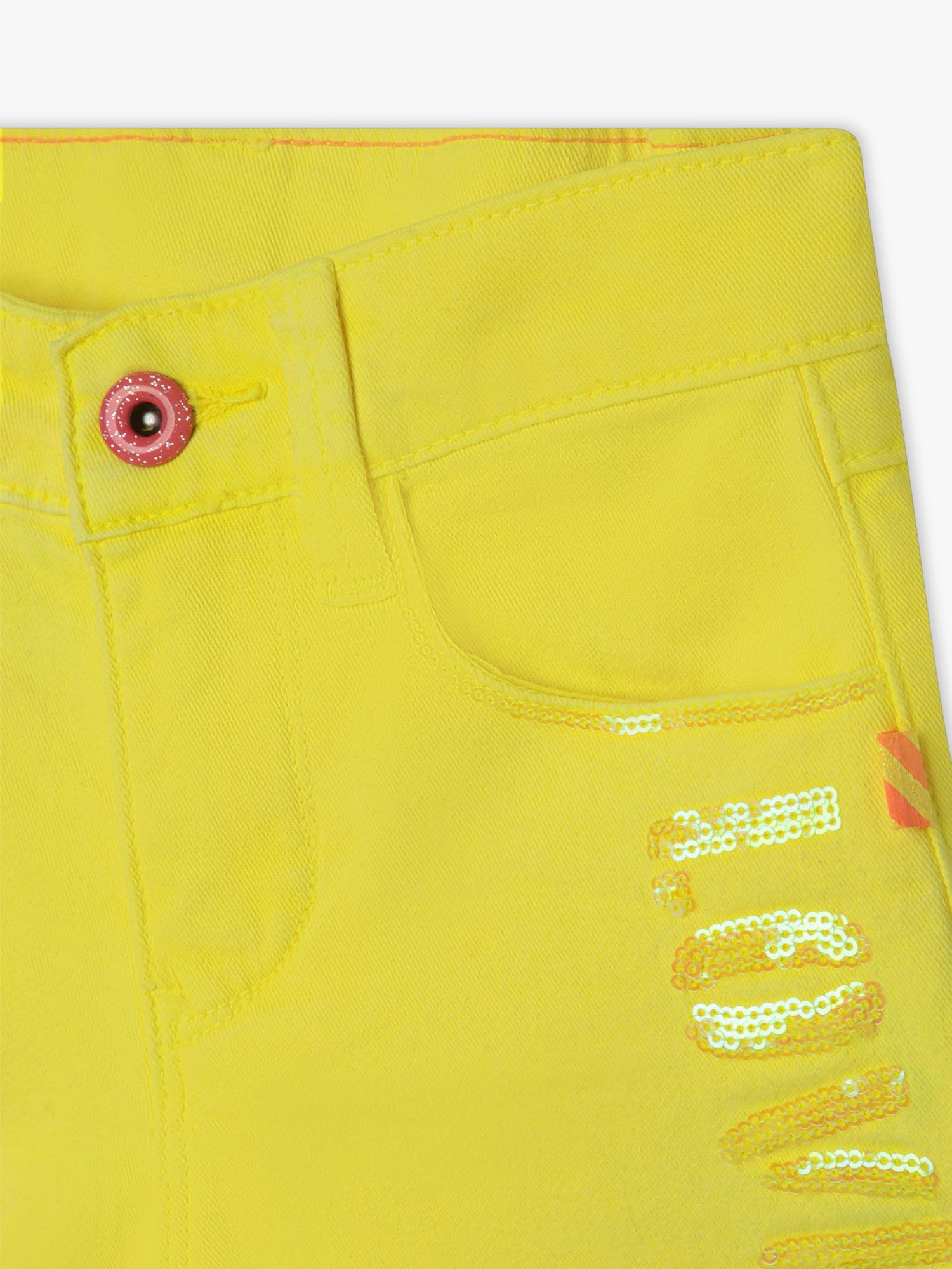 Billieblush Girl's Denim Sequin Embellished Shorts, Yellow/Multi, 2 years