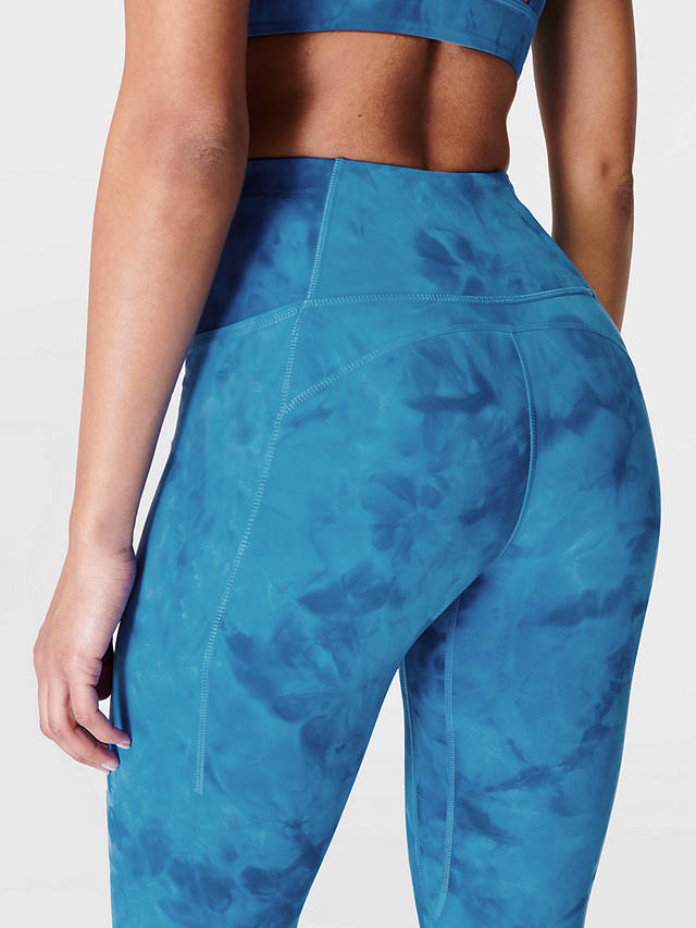 Sweaty Betty Super Soft 7/8 Yoga Leggings, Blue Spray Dye Print at John ...