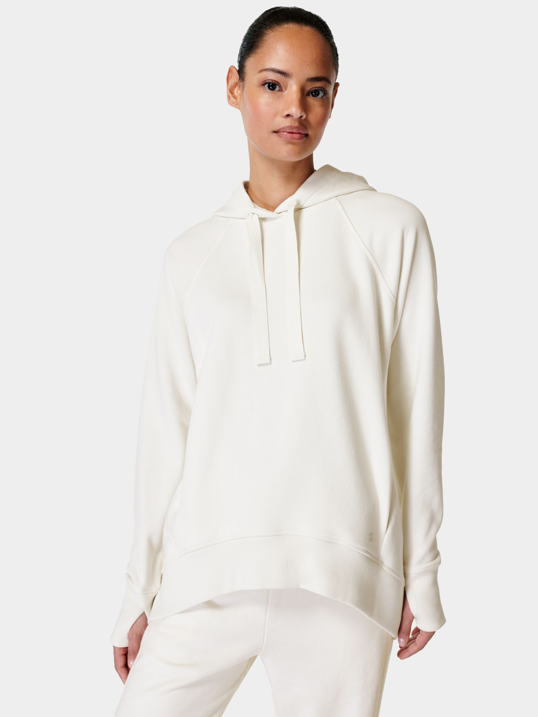 Sweaty Betty Revive Long Hoodie, Lily White at John Lewis & Partners