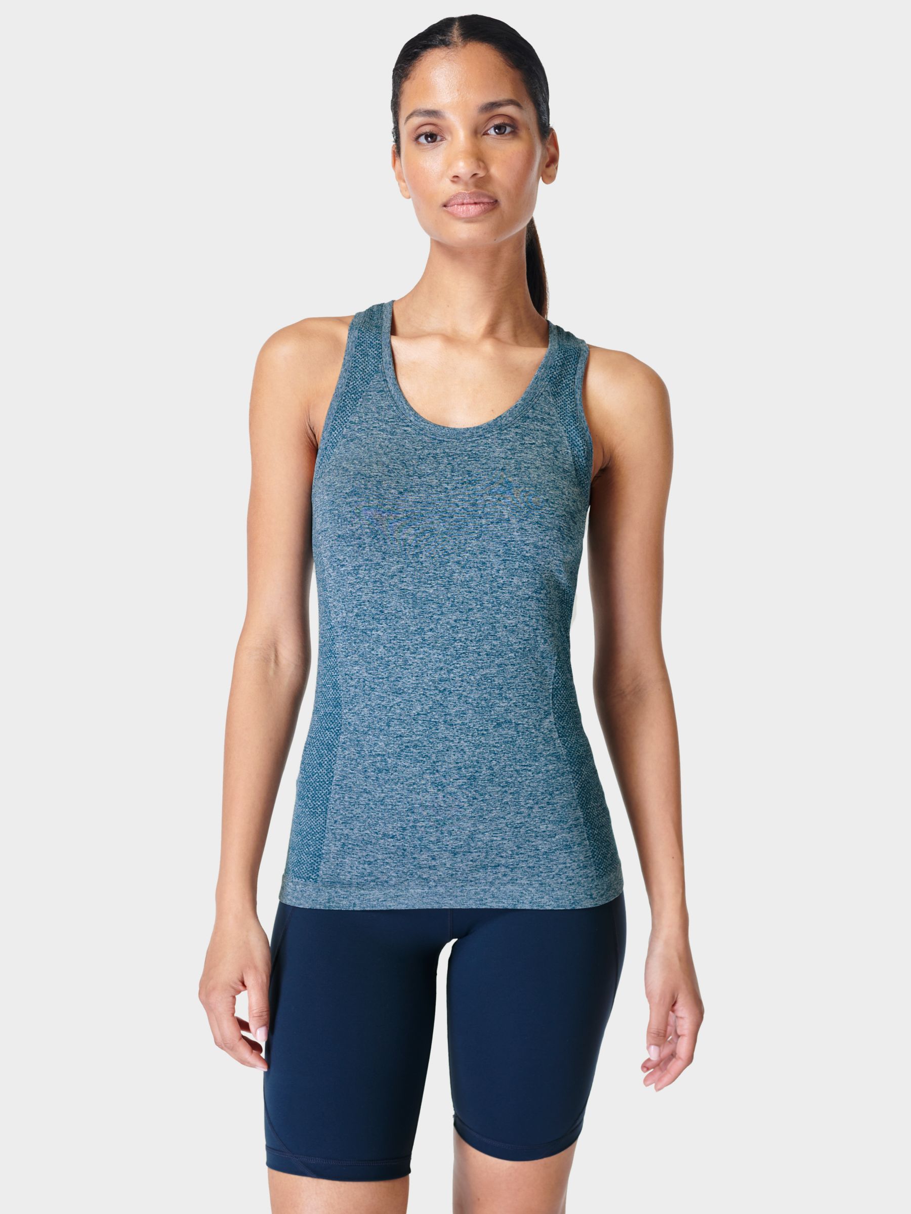 Sweaty Betty Athlete Seamless Workout Tank Top Marl, Colossal Blue