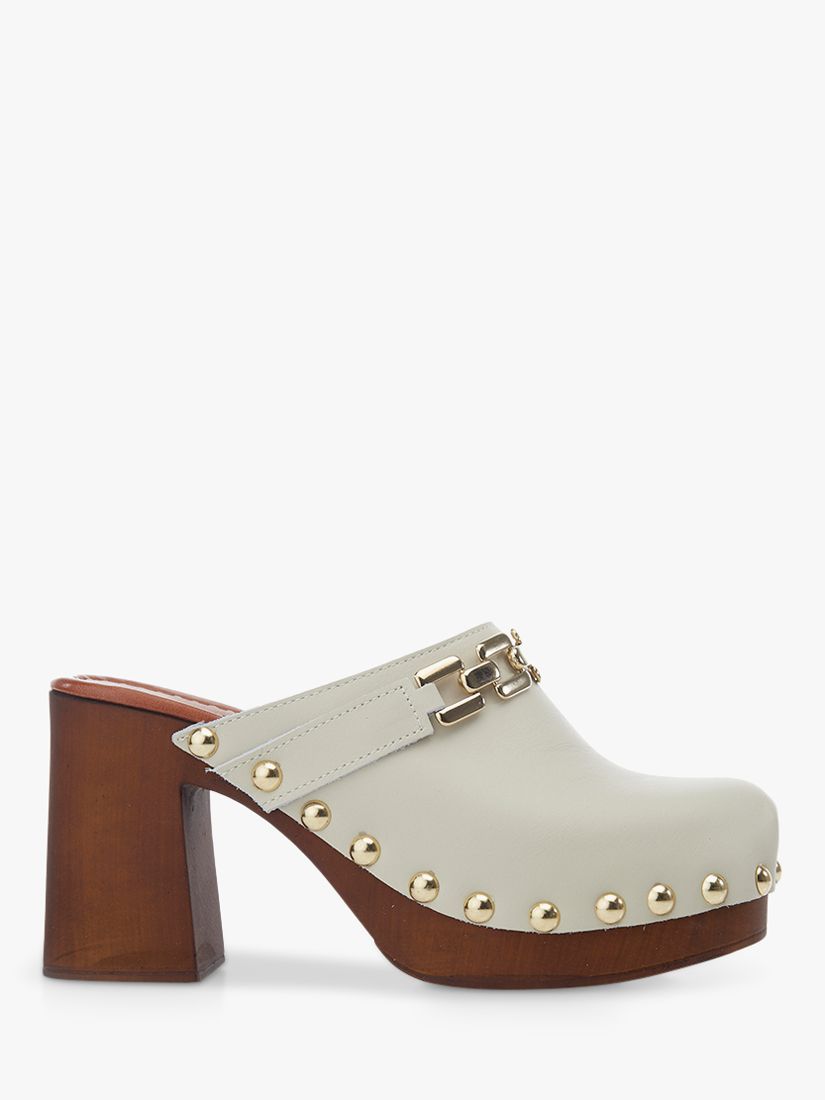 Moda in Pelle Lenna Block Heel Clog, Cream at John Lewis & Partners