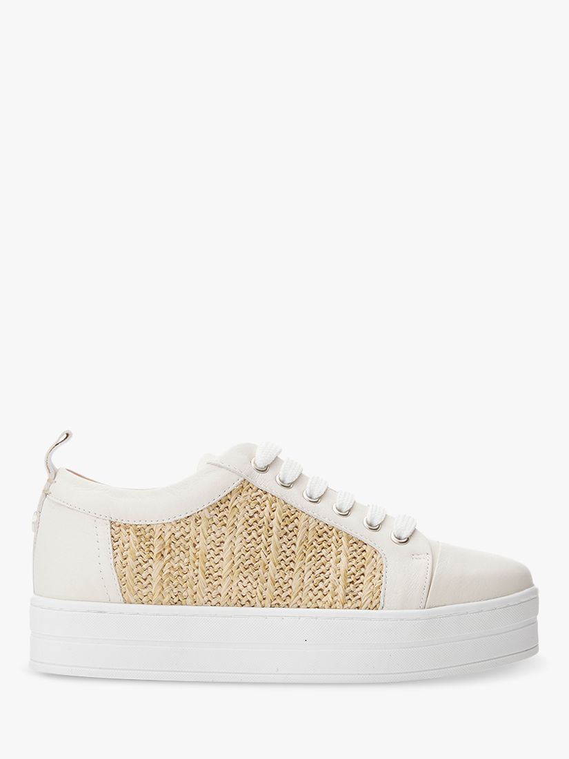 Moda in Pelle Beda Leather Raffia Trainers, Off White at John Lewis ...