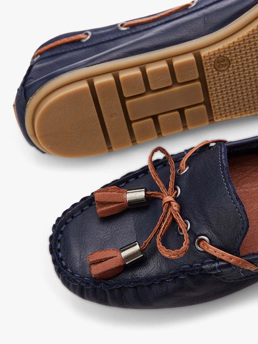 Moda in Pelle Amusement Leather Loafers, Navy/Tan at John Lewis & Partners