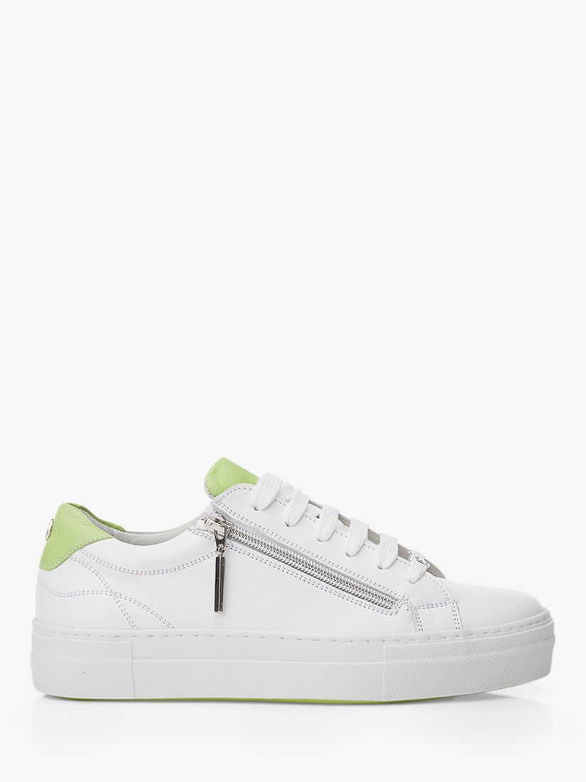 Moda in Pelle Beania Leather Trainers, White/Green