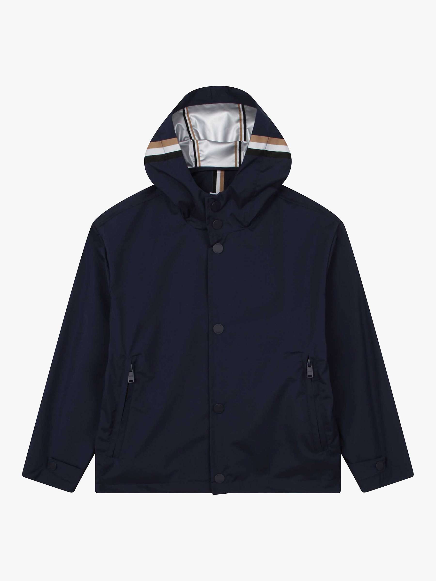 Buy BOSS Kids' Hooded Windbreaker Jacket, Navy Online at johnlewis.com