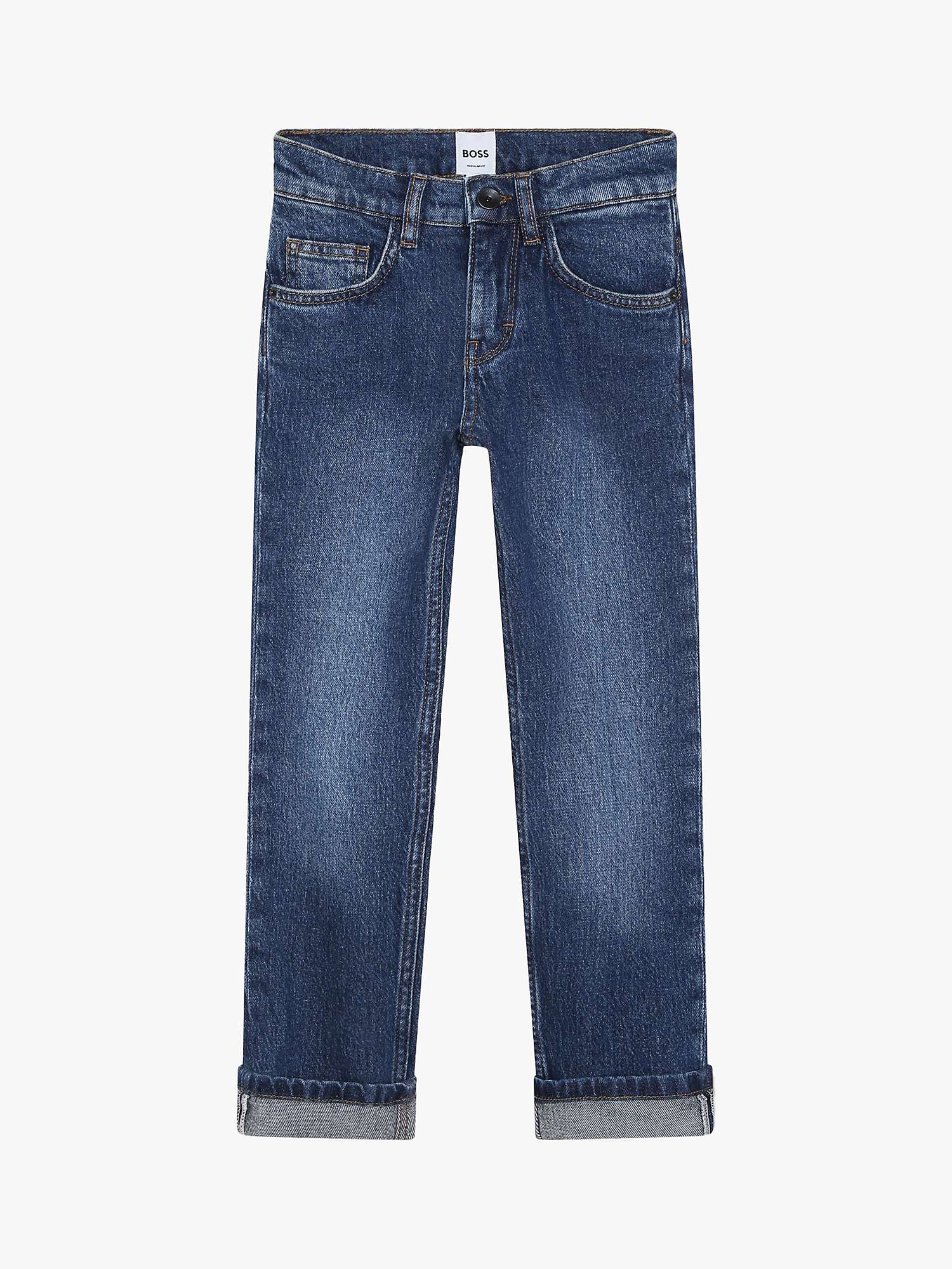 Buy BOSS Kids' Straight Fit Jeans, Blue Online at johnlewis.com
