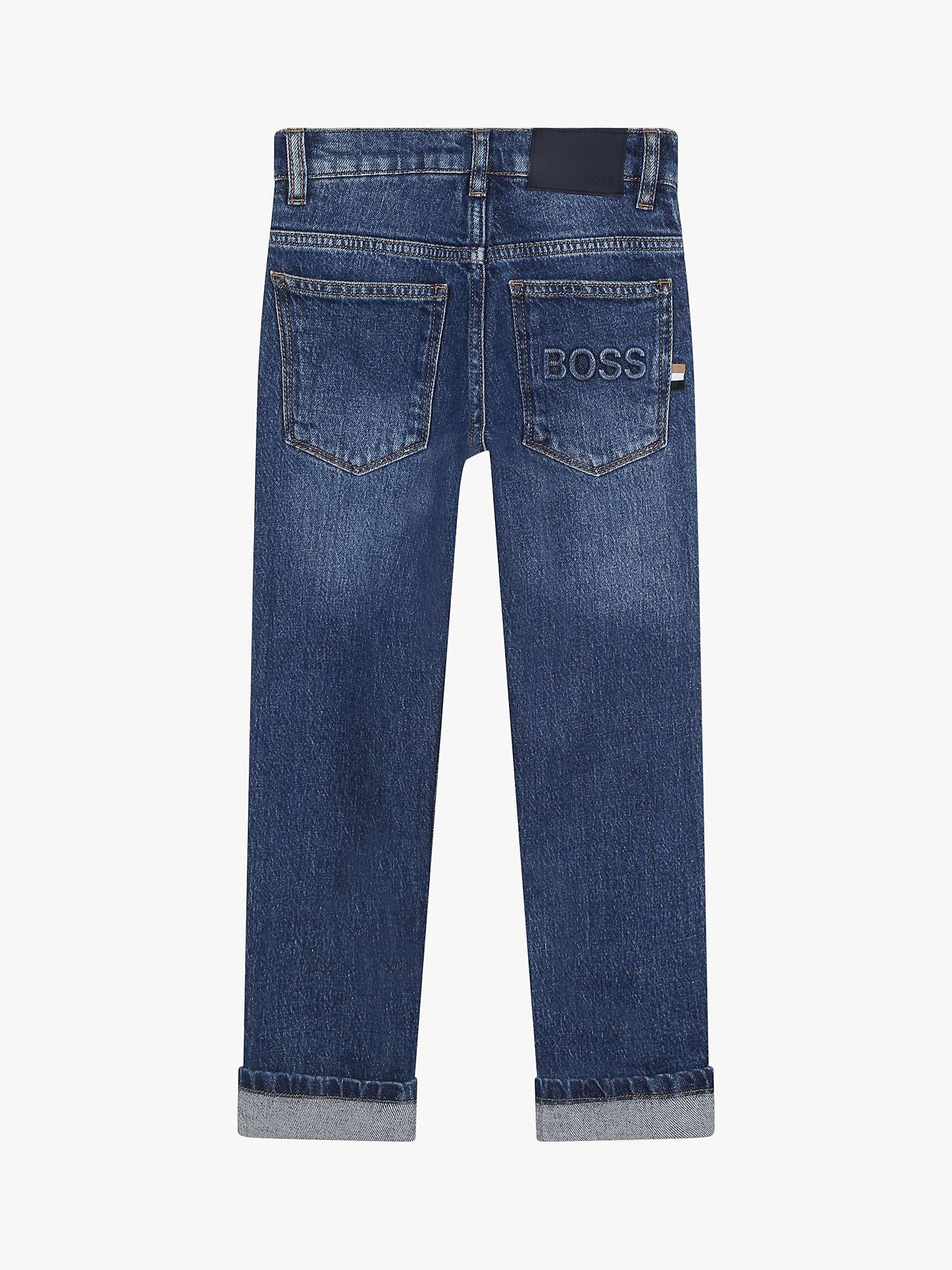 Buy BOSS Kids' Straight Fit Jeans, Blue Online at johnlewis.com