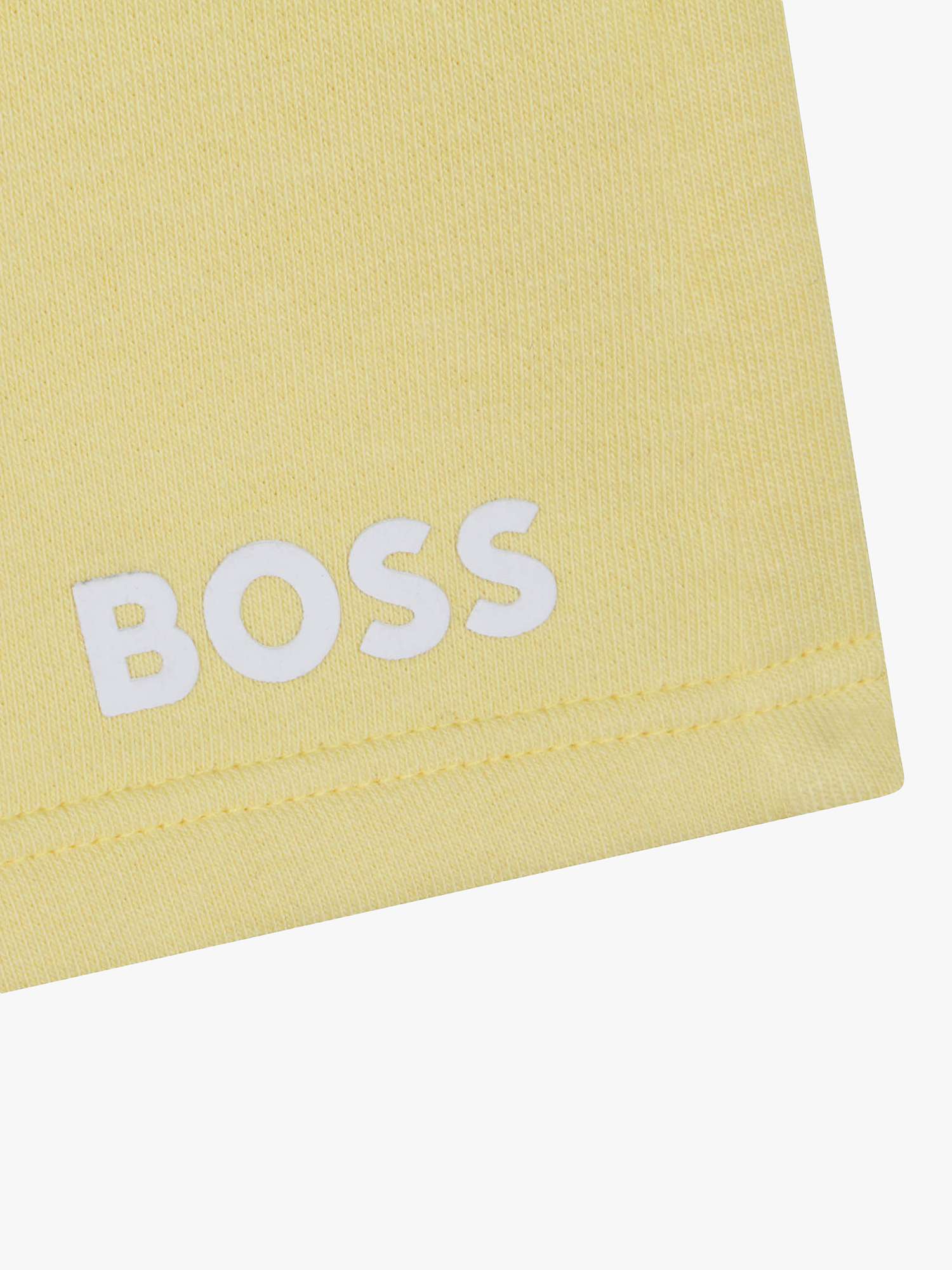 Buy BOSS Kids' Bermuda Logo Embroidered Cotton Blend Shorts, Yellow Online at johnlewis.com