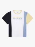 BOSS Kids' Colour Block T-Shirt, White/Multi
