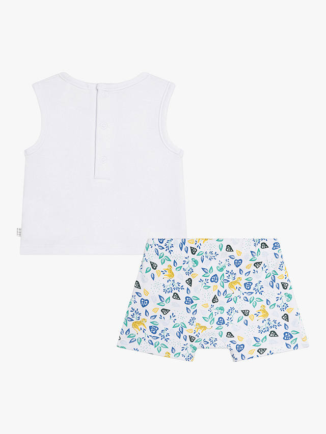 Carrément Beau Baby Cotton Leopard Sleeveless Top and Shorts Set, White/Multi
