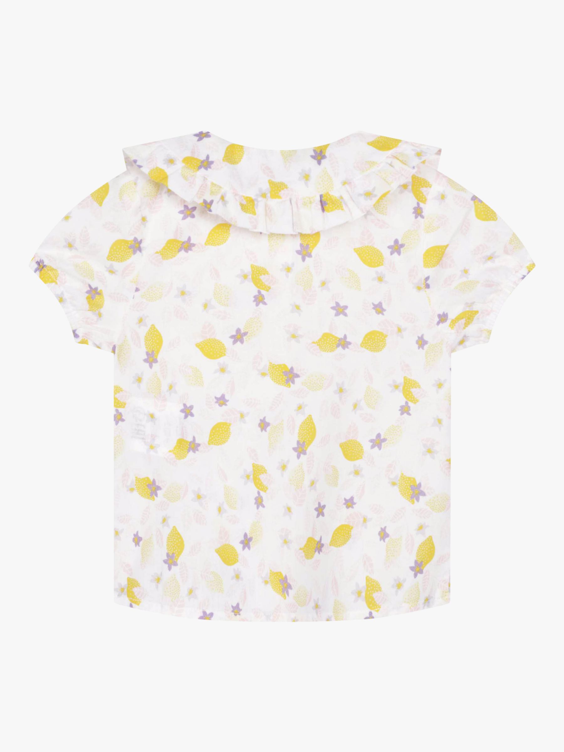 Carrément Beau Baby Lemon Floral Print Top, White/Multi, 6 years