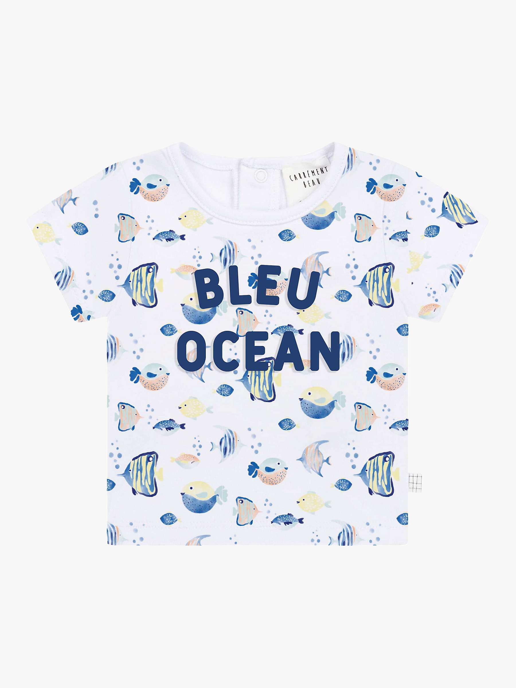 Buy Carrément Beau Baby Cotton Bleu Ocean Short Sleeve T-Shirt, White/Multi Online at johnlewis.com