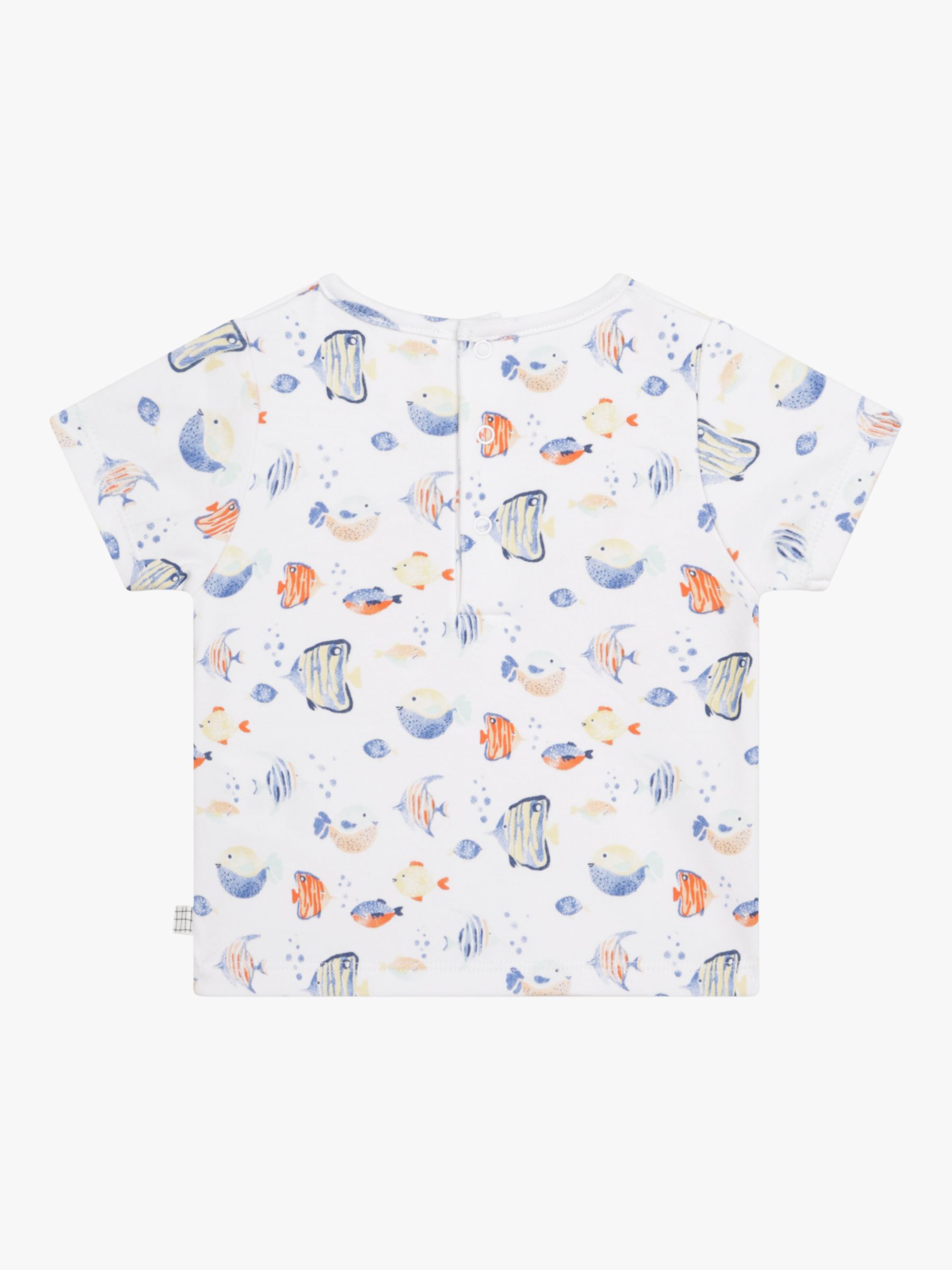 Buy Carrément Beau Baby Cotton Bleu Ocean Short Sleeve T-Shirt, White/Multi Online at johnlewis.com