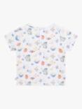 Carrément Beau Baby Cotton Bleu Ocean Short Sleeve T-Shirt, White/Multi