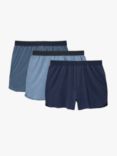 John Lewis ANYDAY Stretch Cotton Jersey Boxers, Pack of 3, Blue/Multi