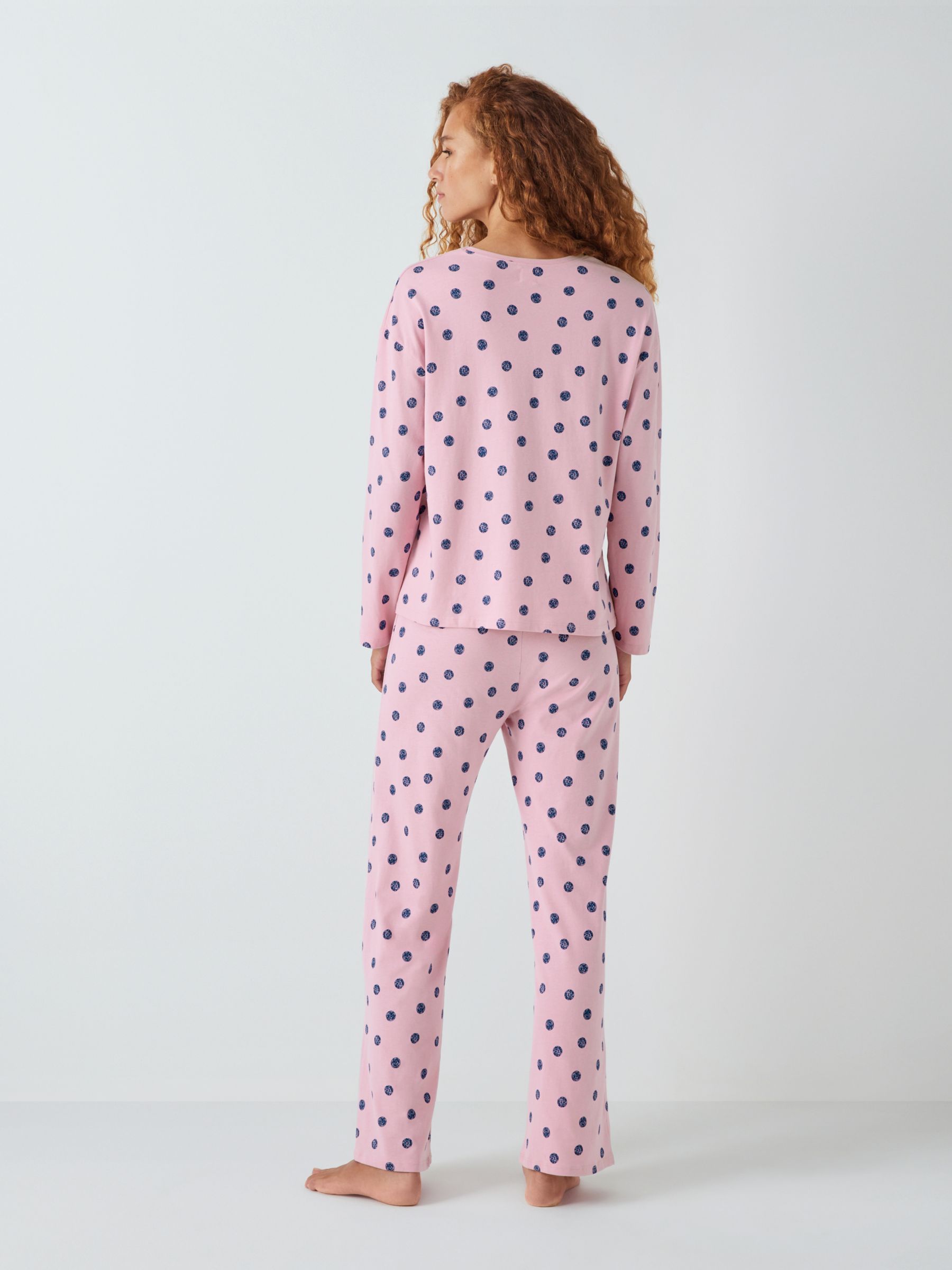John Lewis ANYDAY Andie Sketch Spot Print Jersey Pyjama Set, Pink at ...