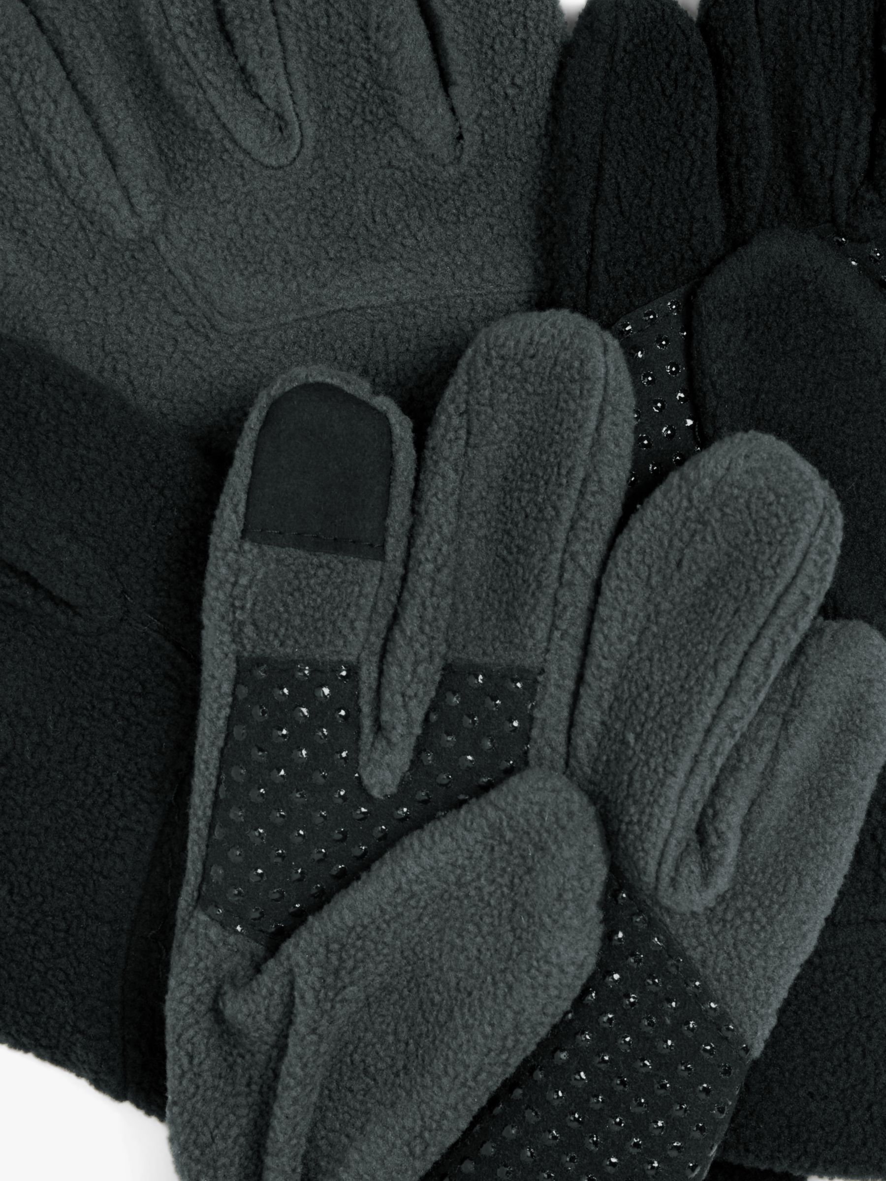 John Lewis Kids' Fleece Gloves, Pack of 2, Black/Grey, 6-8 years