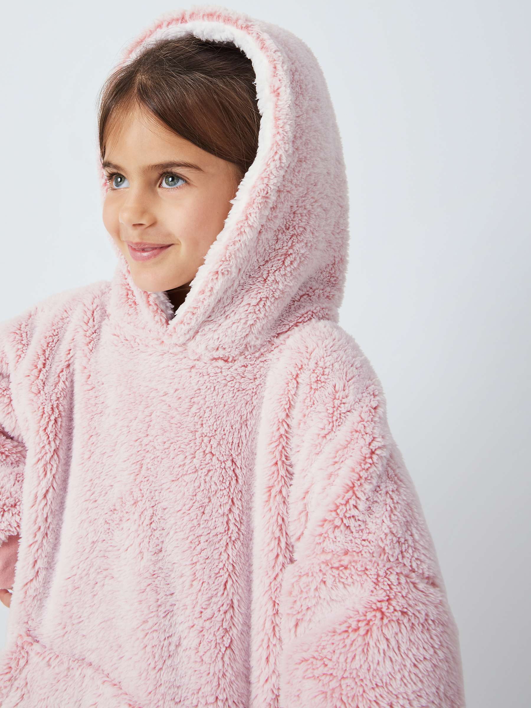 Buy John Lewis Kids' Oversized Sherpa Blanket Hoodie, Pink Online at johnlewis.com