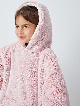 John Lewis Kids' Oversized Sherpa Blanket Hoodie, Pink