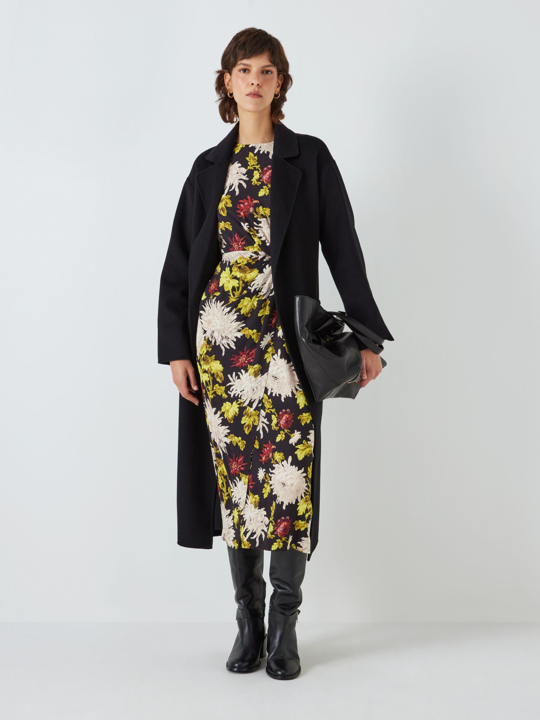 Buy John Lewis Winter Bloom Midi Dress, Black/Multi Online at johnlewis.com