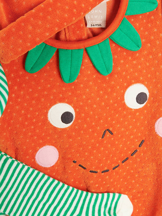 John Lewis Baby Pumpkin Stripe 4 Piece Costume Set, Orange/Green