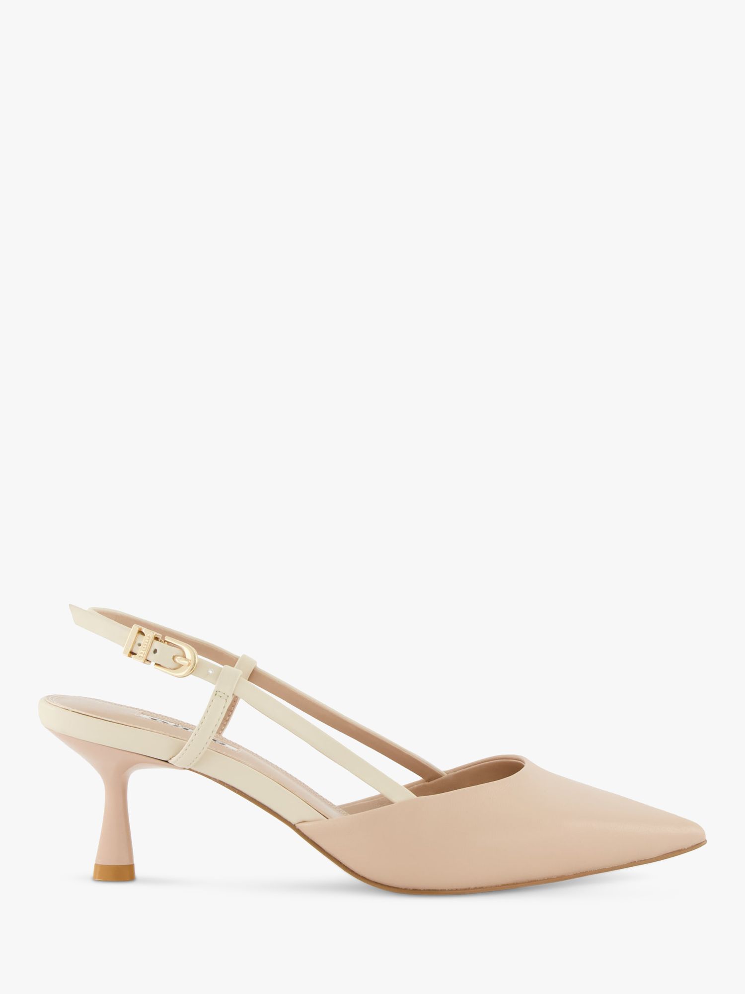 Dune Classify Slingback Leather Court Shoes, Nude, 3