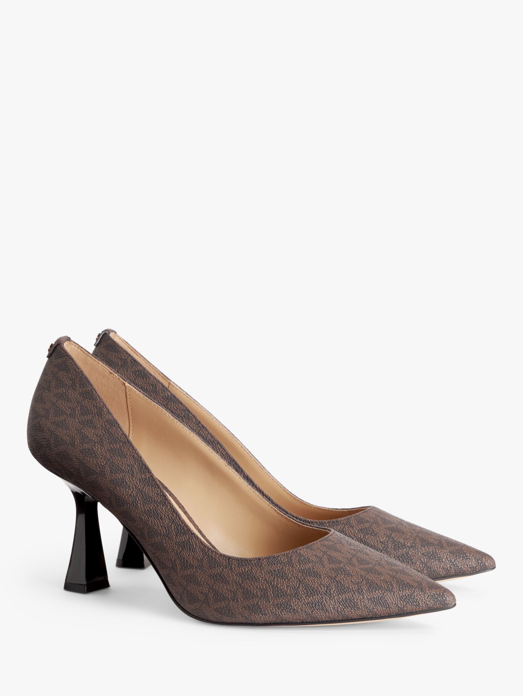 Michael Kors Clara Flared Heel Signature Logo Court Shoes, Brown