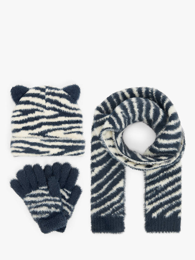 John Lewis Kids' Zebra Scarves & Gloves & Beanie Set, Multi