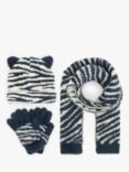 John Lewis Kids' Zebra Scarves & Gloves & Beanie Set, Multi, Multi