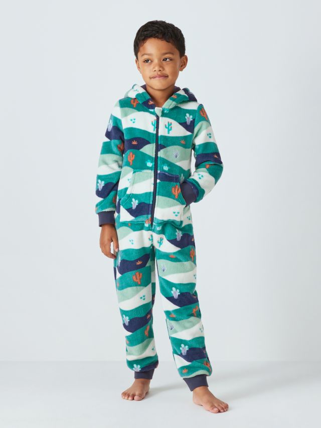 John Lewis Kids Cactus Fleece Onesie Green 2 years