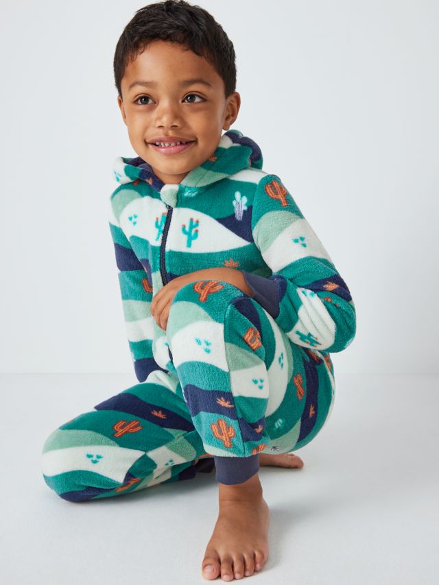 John Lewis Kids Cactus Fleece Onesie Green 2 years